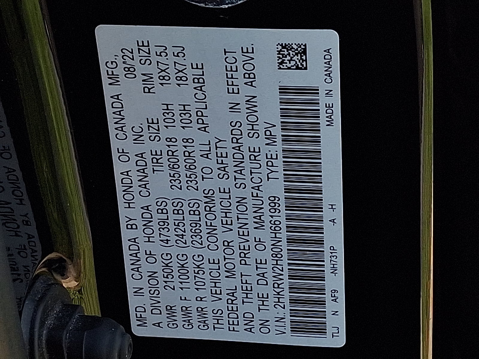 2022 Honda CR-V AWD EX-L