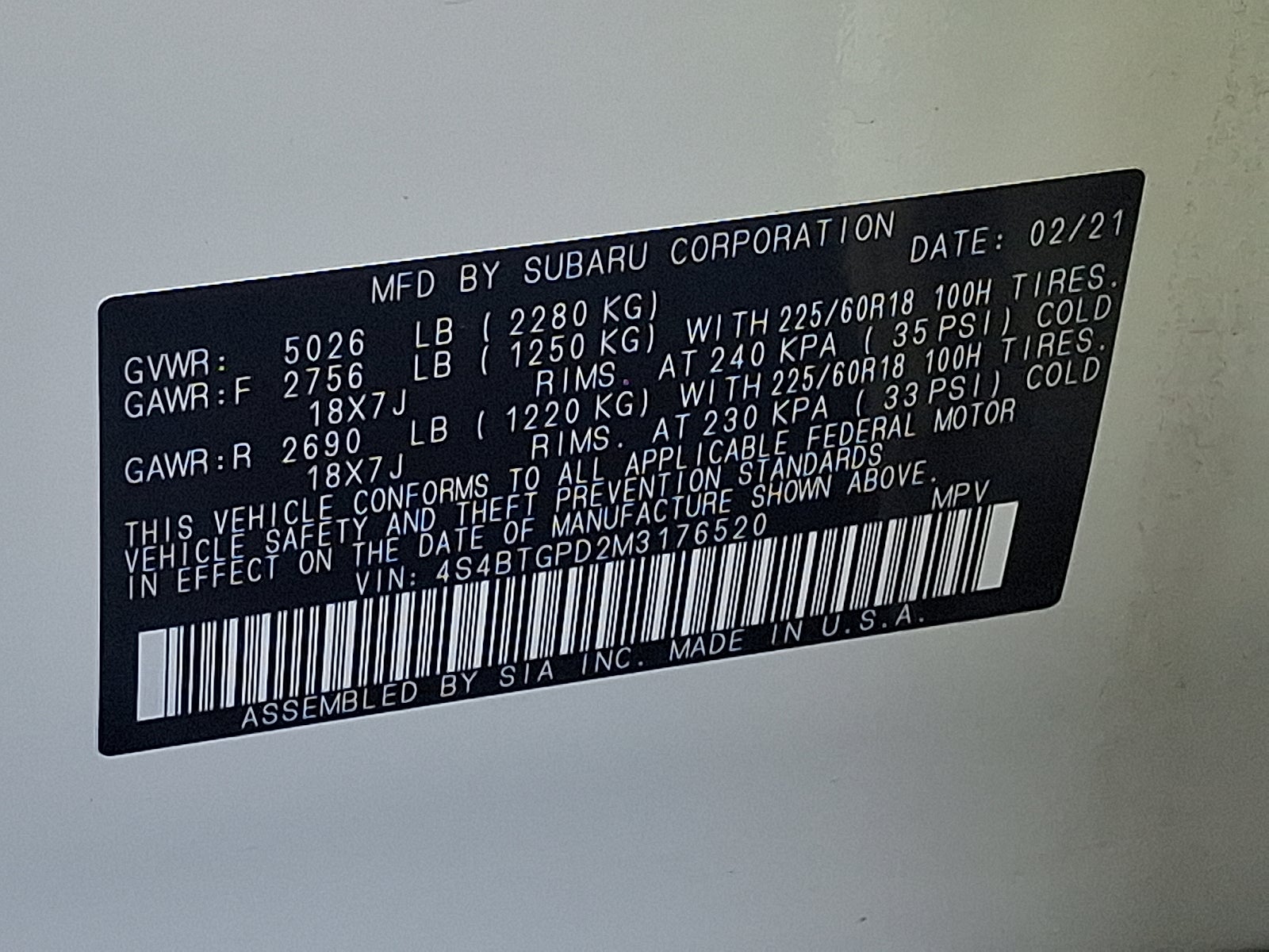 2021 Subaru Outback Touring XT