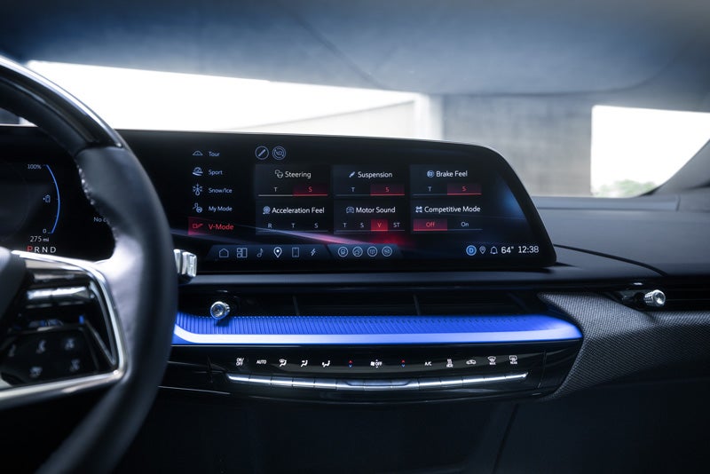 The 2026 OPTIQ-V Display Screen Displaying the V-Mode Settings | Brogan Cadillac of Totowa in Totowa NJ